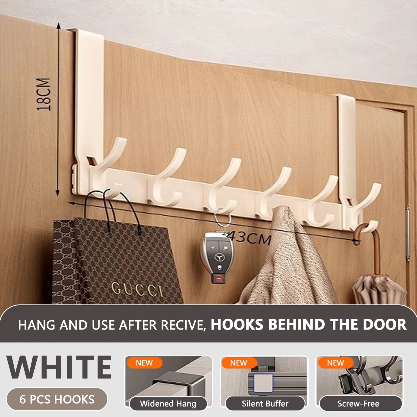 Door Behind Hooks Storage Wall Hanging Bag Clothes  Hook Punch-free Hanger Bedroom Organizer Bathroom Kitchen Accessory