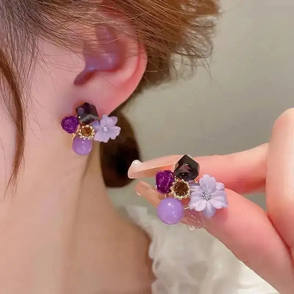 925 Silver Needle Korean Fashion Crystal Flower Earrings For Women Jewelry 2026 Trending  Women's French Pearl Earrings z40