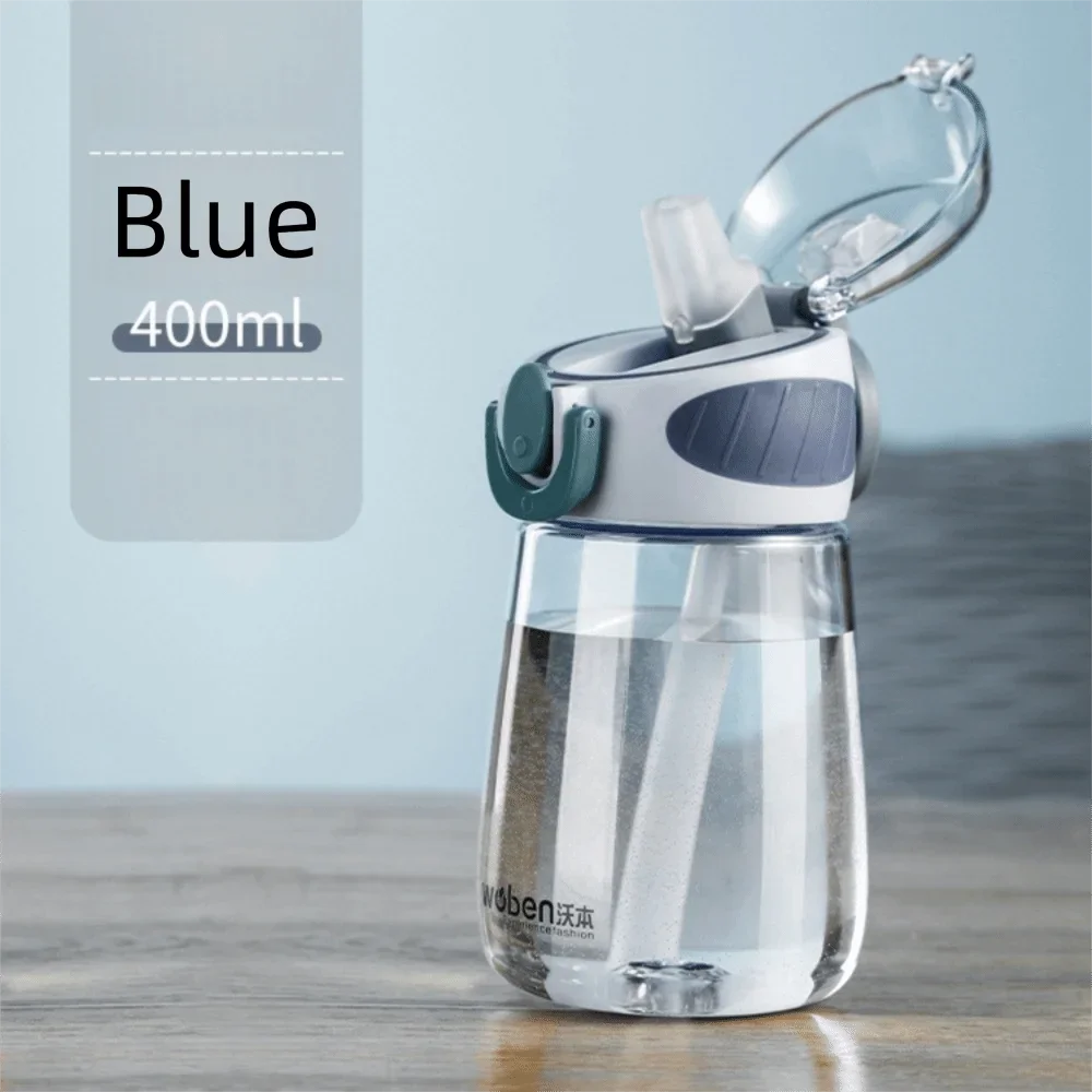 Portable Plastic Water Straw Cup Food-Grade Silicone Leak-proof Water Bottle With Scale Lightweight Sippy Cup For Home Kitchen