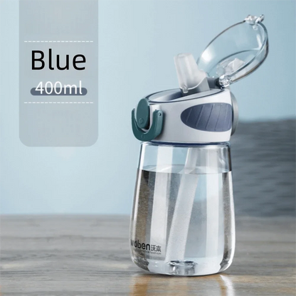 Portable Plastic Water Straw Cup Food-Grade Silicone Leak-proof Water Bottle With Scale Lightweight Sippy Cup For Home Kitchen