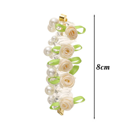 Rose Bead Telephone Line Headband Charming Tied Ponytail Braid Hair Rope Headband High Elasticity Rubber Band Pearl Headwears