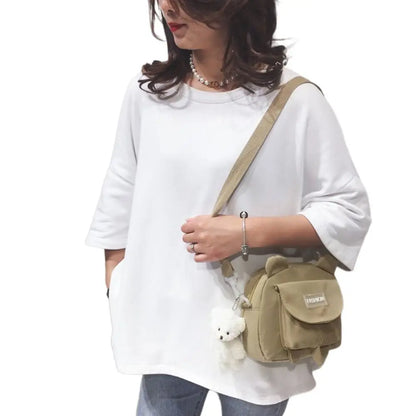 Japanese Style Small Bag Female Fashion Wild Cute Messenger Kitty Bag ins Korean Student Canvas Shoulder Bag Mobile Phone Pouch