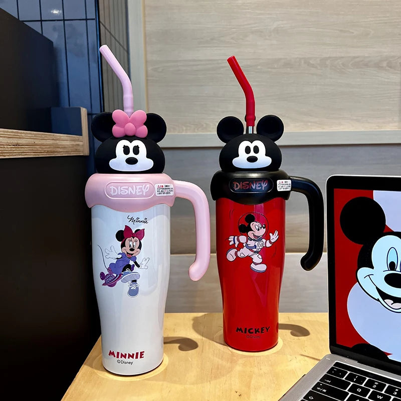 Hot Sale 800Ml Kawaii Lotso Mickey Large Capacity Thermos Cup 316 Stainless Portable Straw Cup Coffee Cooler Cup Gift Christmas
