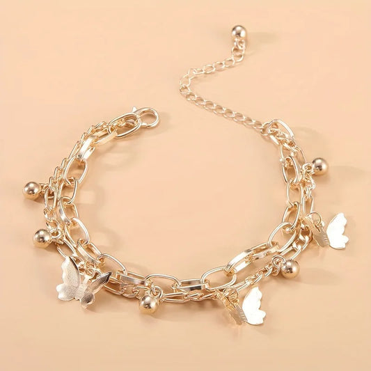 Double-Layer Heart Pendant Bracelet Simple Stylish Personalized Metal Multi-Layer Jewelry Accessory