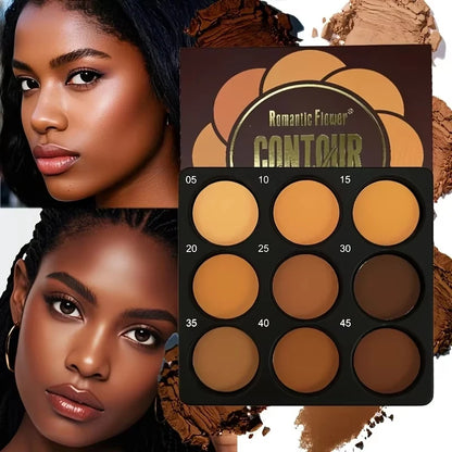 Matte Contour Palette 9-color Dark Bronze Foundation Palette Contouring Oil-control Foundation Nose Shadow Palette Face Makeup