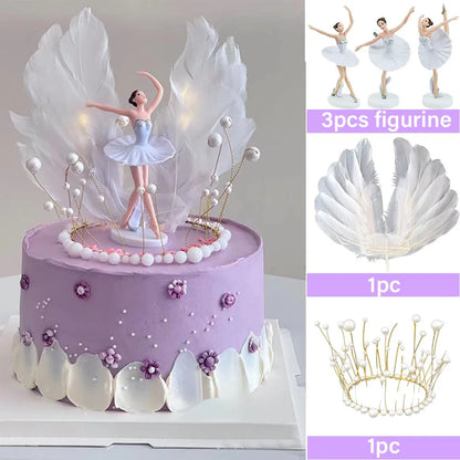 Dancing Girl Cake Decorations Ballerina Figurine Cake Topper For Girl Ballet Theme Birthday Party Decors Cake Ornament