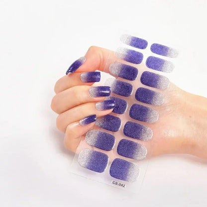 Semi Cured Gel Nail Sticker Pure Color UV LED Lamp Covered Waterproof Full Adhesive Long Self Nail Decals Manicure Lasting