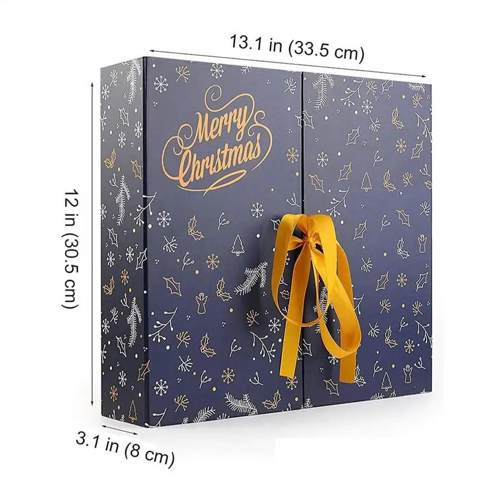 24 Days Refillable Calendar Christmas Boxes Empty Countdown Calendar Foldable New Year Holiday Box For Candy Window Fireplace