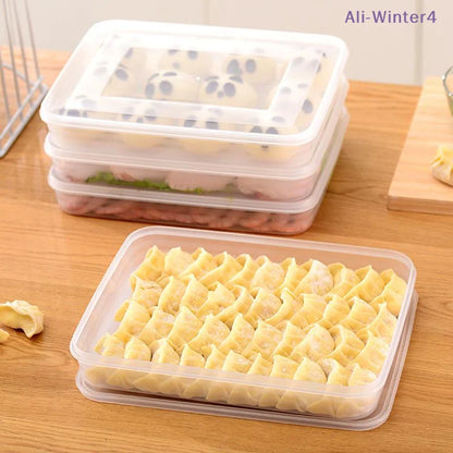 【Winter4】Kitchen Storage Box Refrigerator Organizer Transparent Food Containers Tray For Dumpling Fruits Vegetables Meat Cake
