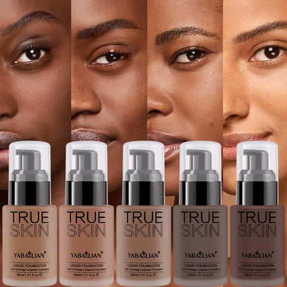 Full Coverage Foundation Deep Brown 30ml Water Based Liquid Makeup Sweatproof Transfer Resistant For A Complexion