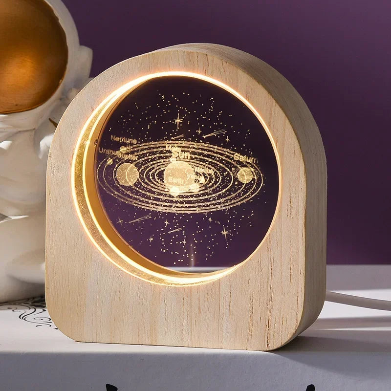 3D Crystal Glass Craft Decoration Laser Engraved Solar System astronomy Valentine's Day gift Birthday Gift Desktop Decoration