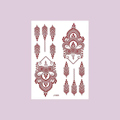 Waterproof Henna Tattoo Stickers for Women Flower Instant Fake Tattoo for Hand Temporary Tattoos for Wedding Party Festival