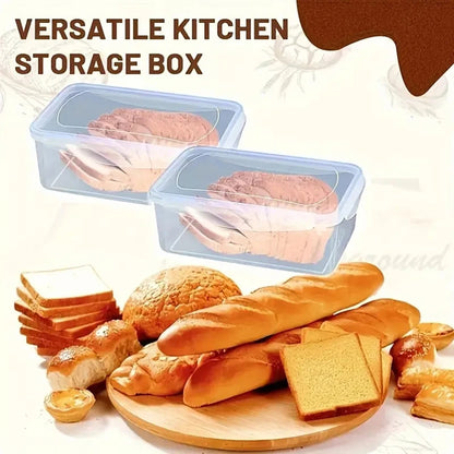 Plastic Bread Storage Box Airtight Food Storage Container Sandwich Bread Keeper With Lid Loaf Bread Container Kitchen Organizer