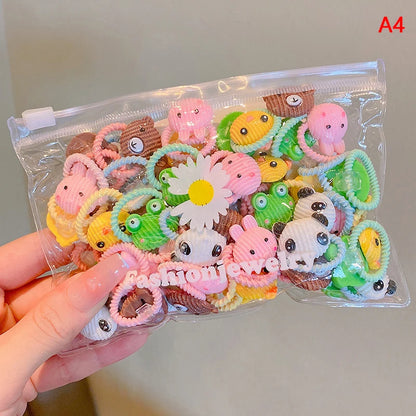 20Pcs Cute Rubber Bands For Children Does Not Hurt The Hair Elastic Good Girl Baby Head Rope Small Tie Hair Chirp Headdress