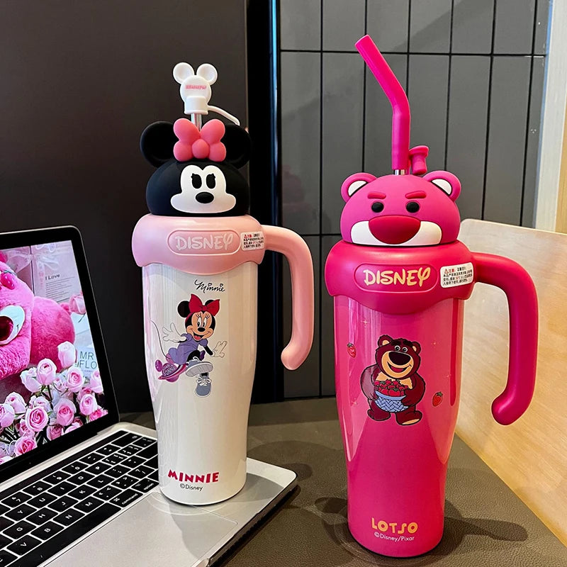 Hot Sale 800Ml Kawaii Lotso Mickey Large Capacity Thermos Cup 316 Stainless Portable Straw Cup Coffee Cooler Cup Gift Christmas