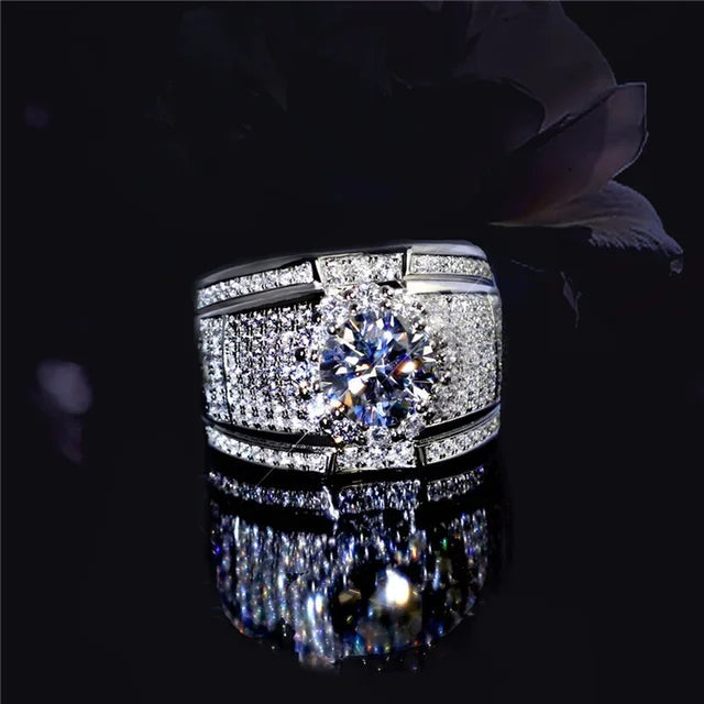 Milangirl Big Hip Hop Rhinestone Men Out Bling Square Ring   Pave Setting CZ Wedding Engagement Rings Top Quality