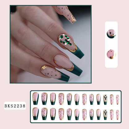 Wholesale Price Press On Nails Ballerina Medium Coffin False Nails French Tip Nails Manicure Stick On Nails Acrylic Fake Nails