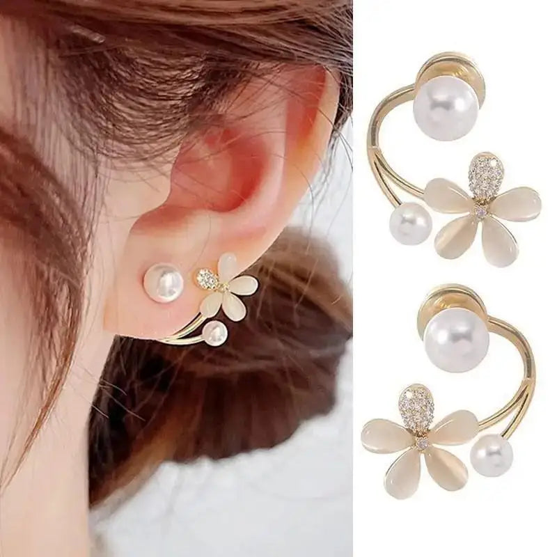 925 Silver Needle Korean Fashion Bowknot Tulip Earrings For Women Jewelry 2026 Trending New Women's White Flower Earrings Brinco