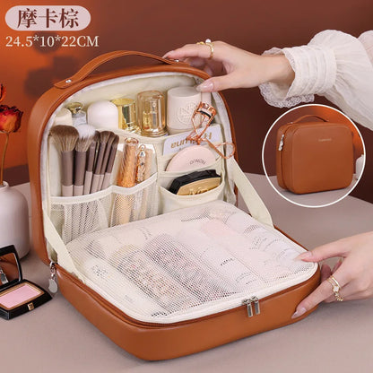 Professional Stand up Cosmetic Bag Large Capacity Travel Toiletry Organizer With Multiple Compartments Portable Storage Pouch