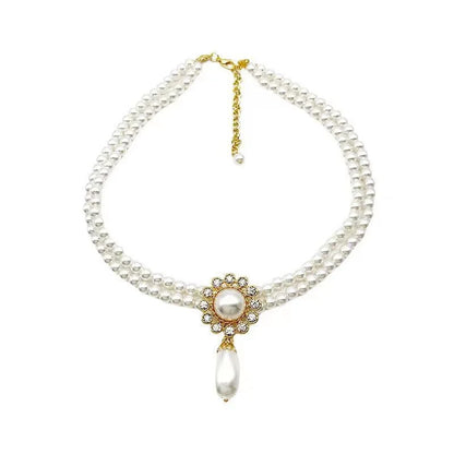 SHMIK Elegant Vintage Palace Full Pearl Pendant Necklace Chains Earrings For Women Lady Classic Exquisite Chorker Chains Jewelry