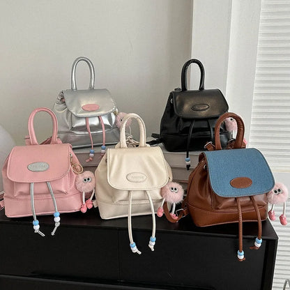 Retro college style backpack bag simple and fashionable color matching Korean autumn and winter new Korean contrasting color bac