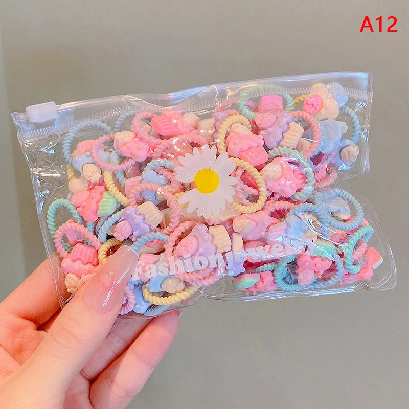 20Pcs Cute Rubber Bands For Children Does Not Hurt The Hair Elastic Good Girl Baby Head Rope Small Tie Hair Chirp Headdress