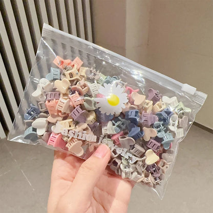 100Pcs Cute Flower Star Hair Claws Styling Hair Braid Hairpins Kids  Colorful Small Girls Hair Clips Hair Accessories Headwear