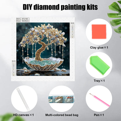 DIY money tree Special Shape Diamond Art Painting Kit for Adult Beginner,Crystal Diamond Dot Kit for Home Wall Decoration Gift