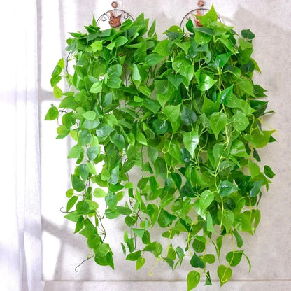 5 Forks Artificial Vines Plants Outdoor Plastic Creeper Green Ivy Wall Hanging Plants Branch For Home Garden Wedding Decor