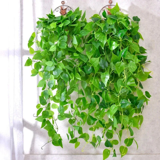 5 Forks Artificial Vines Plants Outdoor Plastic Creeper Green Ivy Wall Hanging Plants Branch For Home Garden Wedding Decor