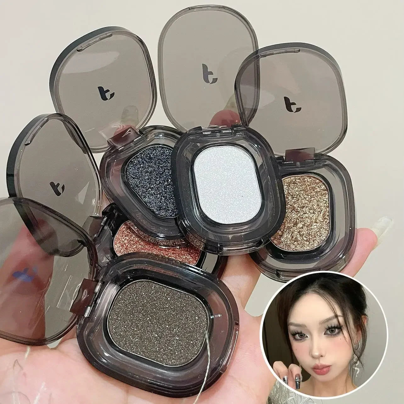 Glitter Punk Smoky Black Eyeshadow Makeup Palette Metallic Dark Silver Eye Shadow Highlighter Pearl Brown Eyes Pigments Cosmetic