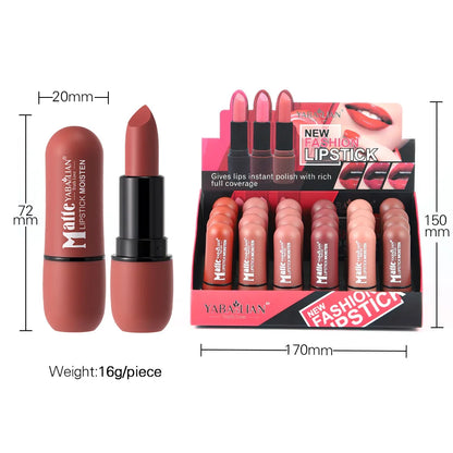Sexy Matte Lipstick Color Rendering Non-stick Velvet Lips Contour Pencil Woman Make Up Cosmetics 6Colors Waterproof Long Lasting