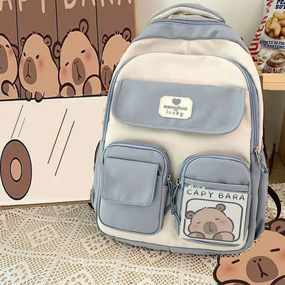 Cute Capybara Schoolbag Adjustable Strap Waterproof Shoulders Bag Large Capacity Computer Bag Student