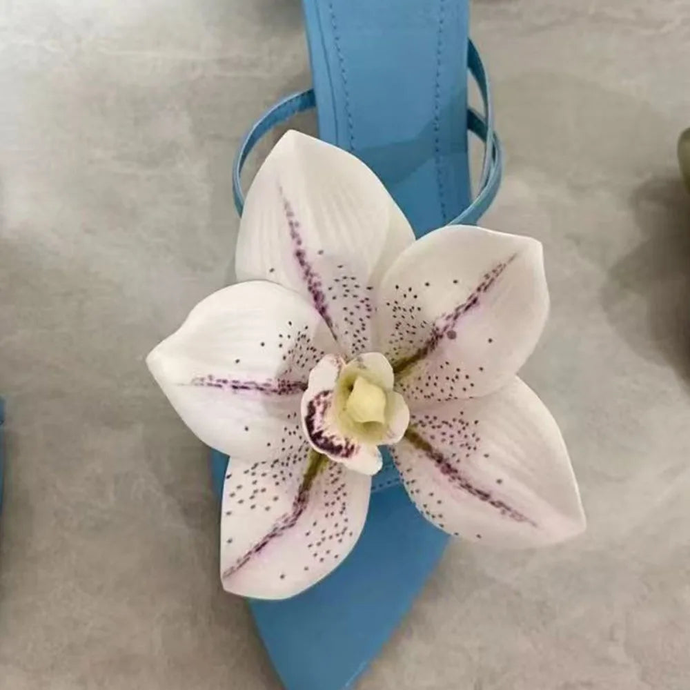1 Pair Simulation Coloful Thai Fairy  Flower Shoe Buckles Personalized Design  Orchid Simulation Buckles Decor