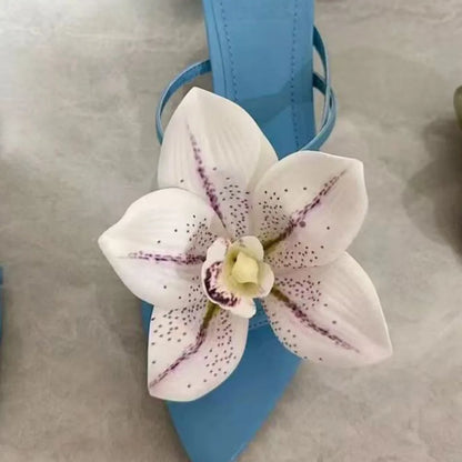 1 Pair Simulation Coloful Thai Fairy  Flower Shoe Buckles Personalized Design  Orchid Simulation Buckles Decor