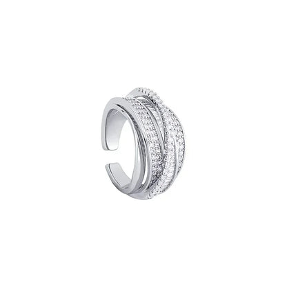 2024 Silver Color Rhinestone Ring Multi-layer Winding Rings for Women Wedding Full Zircon Finger Rings Fashion Jewelry Gifts