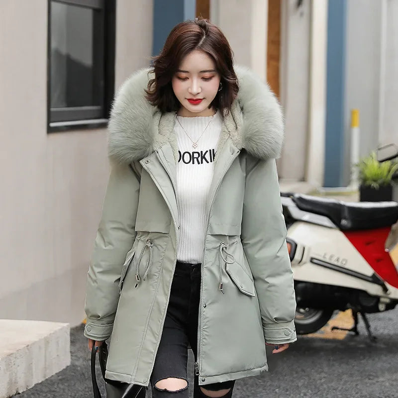Winter Cashmere and Thick Parkas 2025 New Style Temperament Long Cotton-padded Jacket Large Size Parkas Woman Winter Jacket