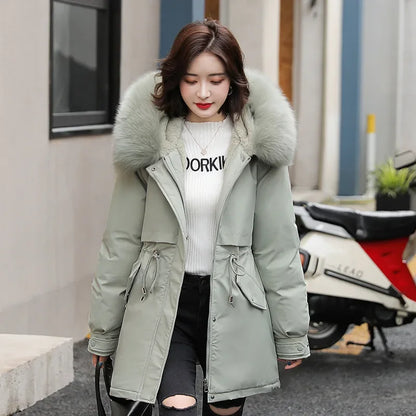 Winter Cashmere and Thick Parkas 2025 New Style Temperament Long Cotton-padded Jacket Large Size Parkas Woman Winter Jacket