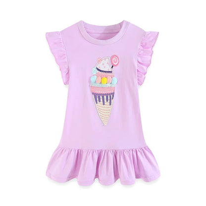 Jumping Meters New Arrival Bee Applique Girls Princess Dresses Cotton Children's Birthday Toddler Costume Hot Selling Frocks