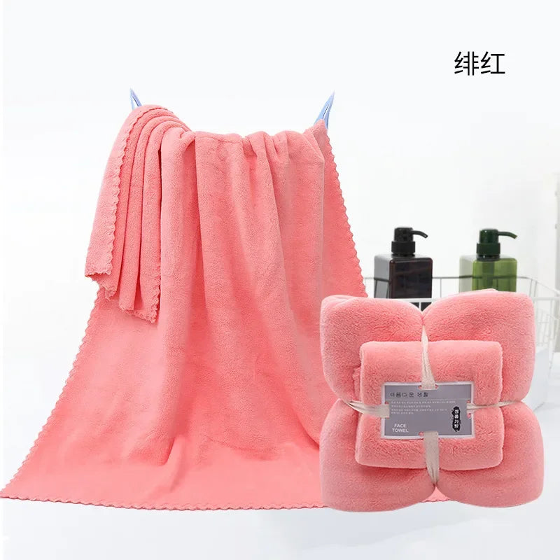 2PC Bath Towels Set Super Soft Highly Absorbent Quick-drying For Adults Hotel & Spa Use Coral Velvet Bath Towel
