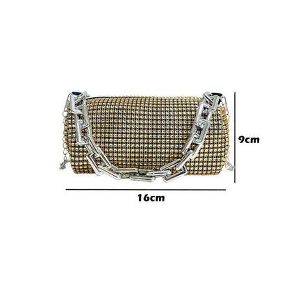 All Diamond Design Shoulder Bag Personalized Color Sparkling Bucket Bag Thick Chain Wedding Accessory Underarm Bag