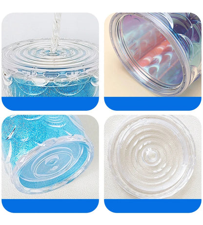 LUSQI 710ml Water Bottles With Straw Large Capacity Reusable - Creative Fish Scale Devise Plastic Drinking Cup