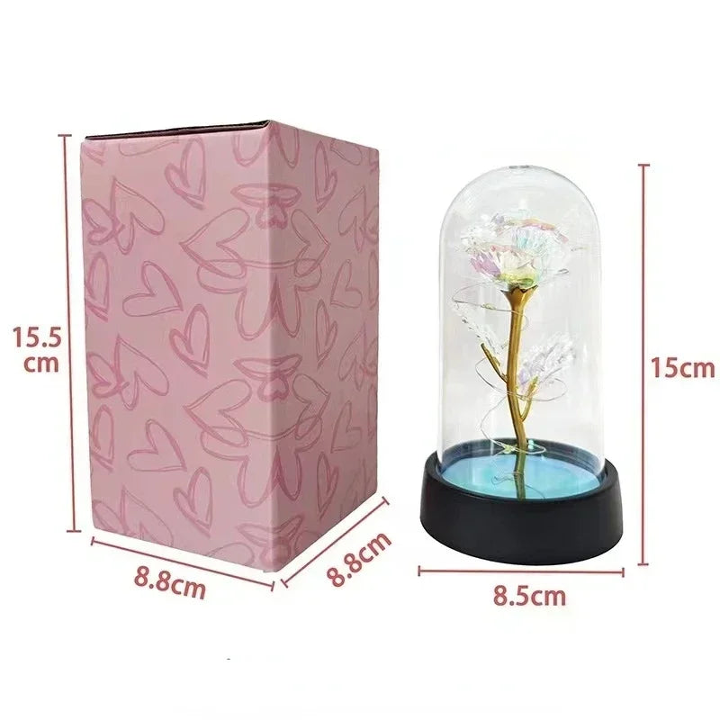 1pc Hot LED Enchanted Galaxy Rose Eternal Beauty Rose With Fairy Lights in Dome for Valentine's Day Wedding Party Mother's Day