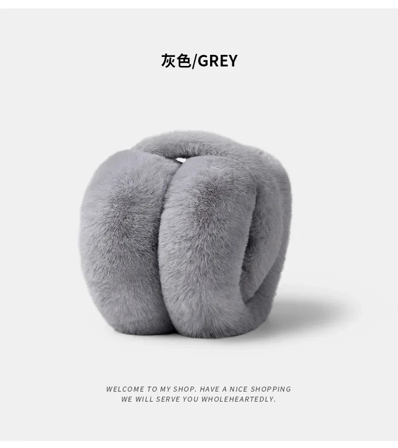 Fashion Portable Earmuffs Outdoor Cold Protection Women Men Faux Fur Ear-Muffs Foldable Soft Plush Earflaps Winter Accessories