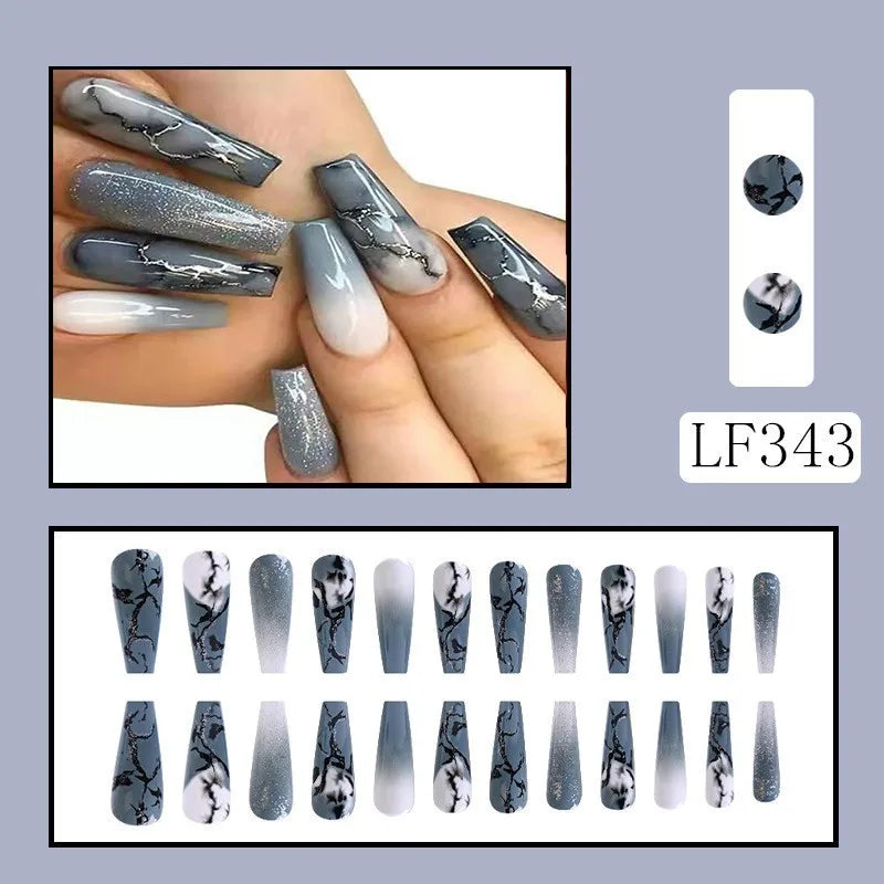 Wholesale Price Press On Nails Ballerina Medium Coffin False Nails French Tip Nails Manicure Stick On Nails Acrylic Fake Nails