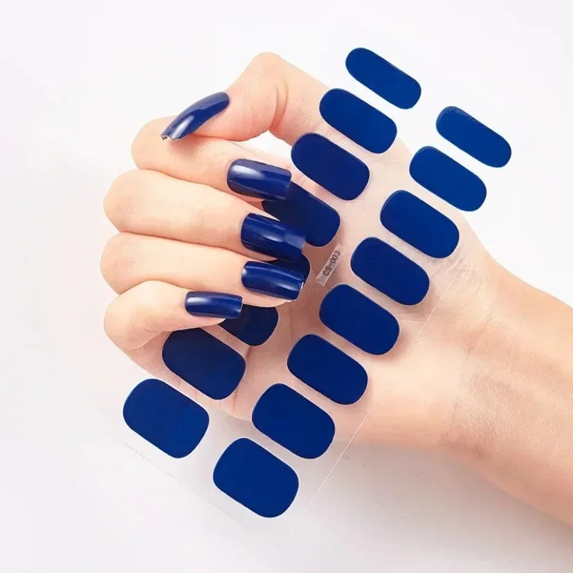 Semi Cured Gel Nail Sticker Pure Color UV LED Lamp Covered Waterproof Full Adhesive Long Self Nail Decals Manicure Lasting