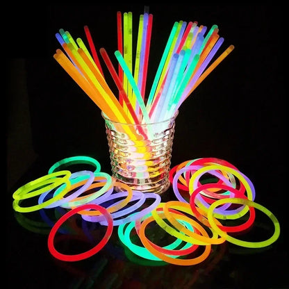 100pcs Party Light Glow Stick Supply Necklace Bracelets Wedding Bar Light Stick for Festive Concert Party Logo Printing