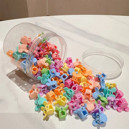 100Pcs Cute Flower Star Hair Claws Styling Hair Braid Hairpins Kids  Colorful Small Girls Hair Clips Hair Accessories Headwear