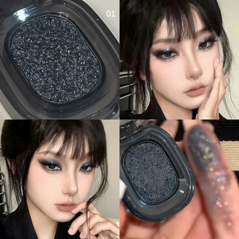 Glitter Punk Smoky Black Eyeshadow Makeup Palette Metallic Dark Silver Eye Shadow Highlighter Pearl Brown Eyes Pigments Cosmetic