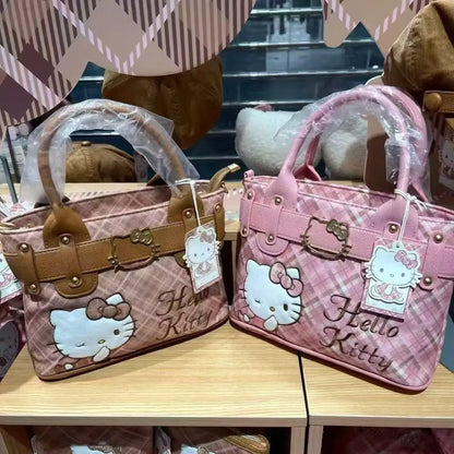 Hello Kitty Square Bag, Cute Cartoon Design, Large Capacity, Handheld and Cross-body Bag